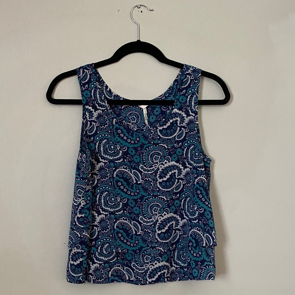 Frenchi Paisley Ruffle Tank Top - Picture 2 of 5